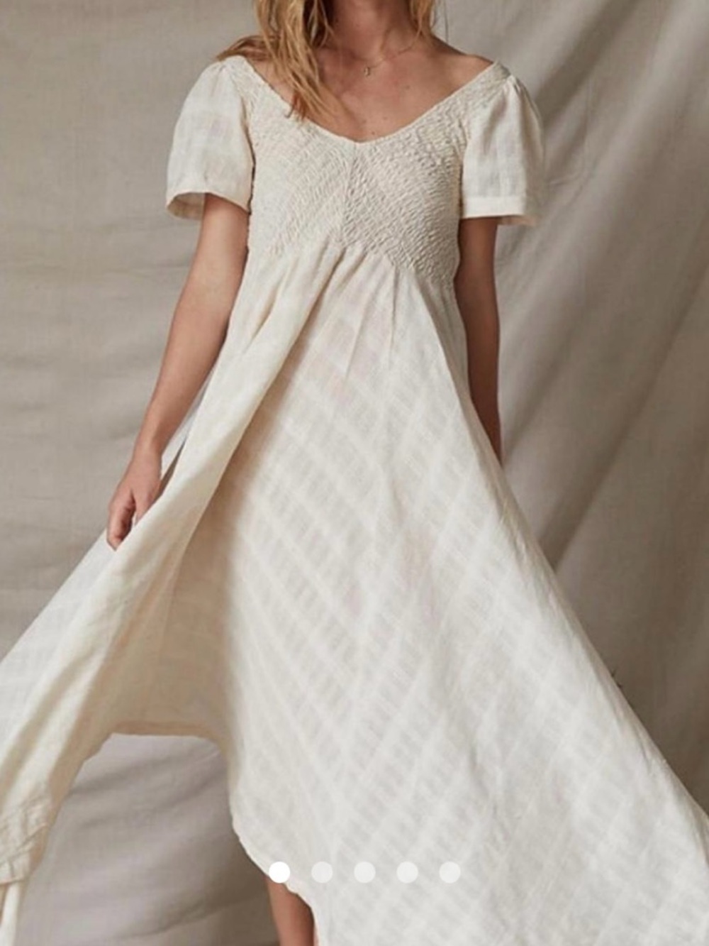 Opia Cream Smocked Bodice Maxi Dress